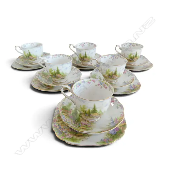 6 ROYAL ALBERT 'KENTISH ROCKERY' TRIOS