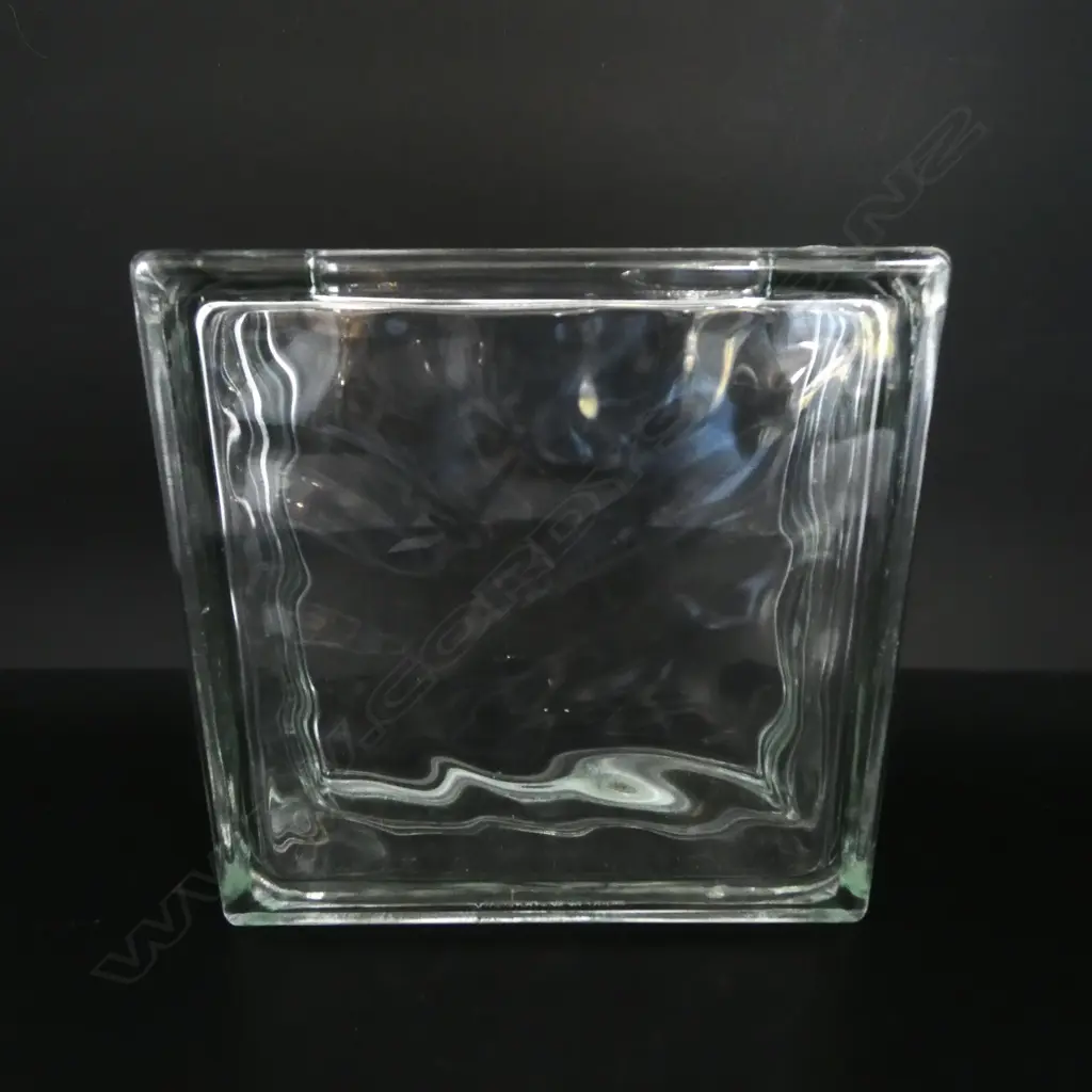 MID CENTURY WEST GERMAN GLASS BLOCK VASE, H.190MM L.190MM Image 1++