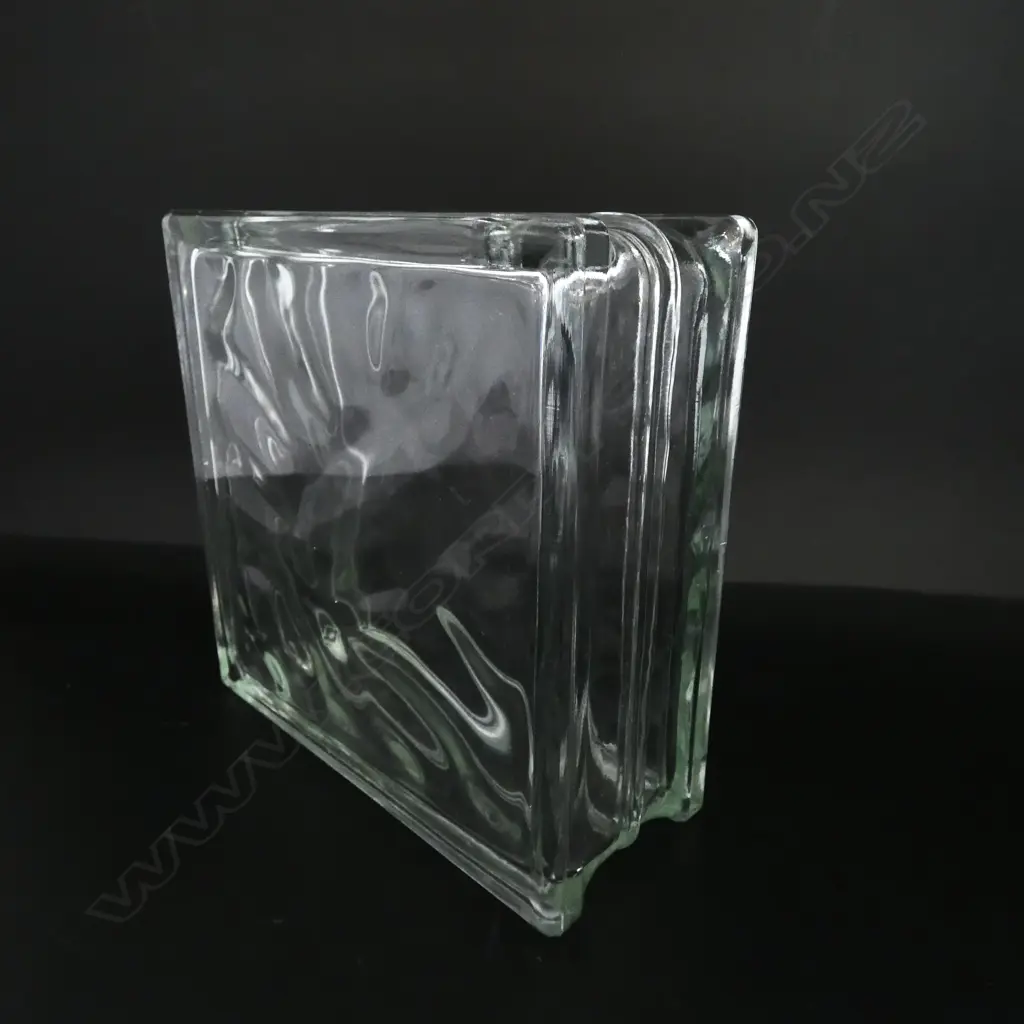 MID CENTURY WEST GERMAN GLASS BLOCK VASE, H.190MM L.190MM Image 1++