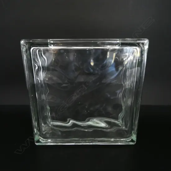MID CENTURY WEST GERMAN GLASS BLOCK VASE, H.190MM L.190MM