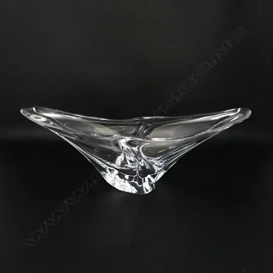 DAUM ART GLASS VASE base w. etched Nancy France mark L.450mm