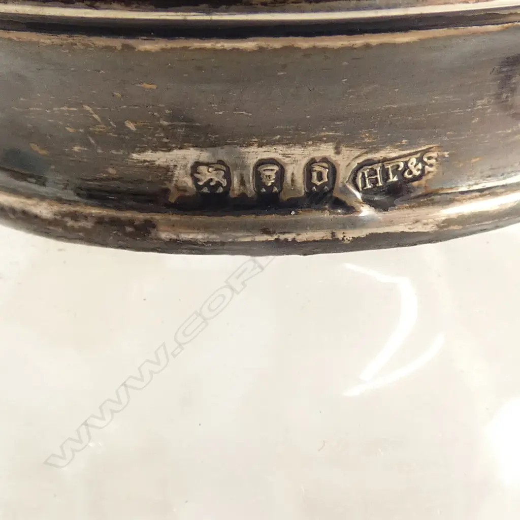 3 SILVER RIMMED early 20thC glass VASES + 5 OTHERS Image 1++