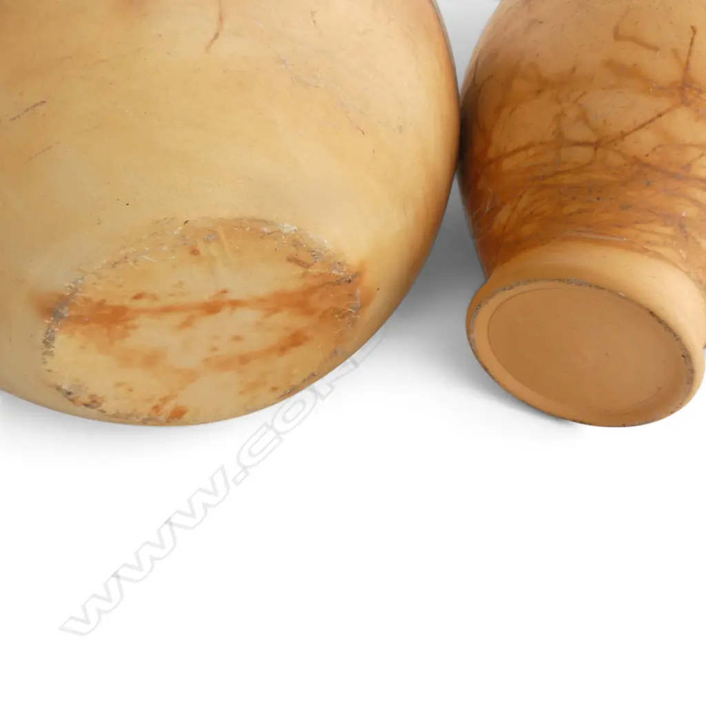 RICHARD MACLAUREN NZ POTTER, 2 X TERRA COTTA VESSELS, LARGEST H.250 DIA.130MM Image 1++
