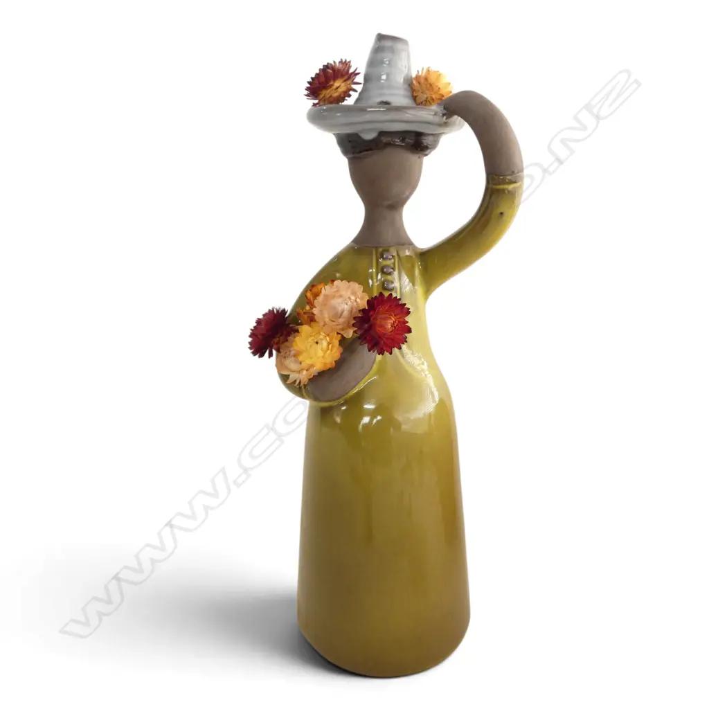 1970S SWEDISH GIRL WITH HAT FIGURINE DESIGNED BY ELSI BOURELIUS FOR JIE GANTOFTA H385MM Image 1++