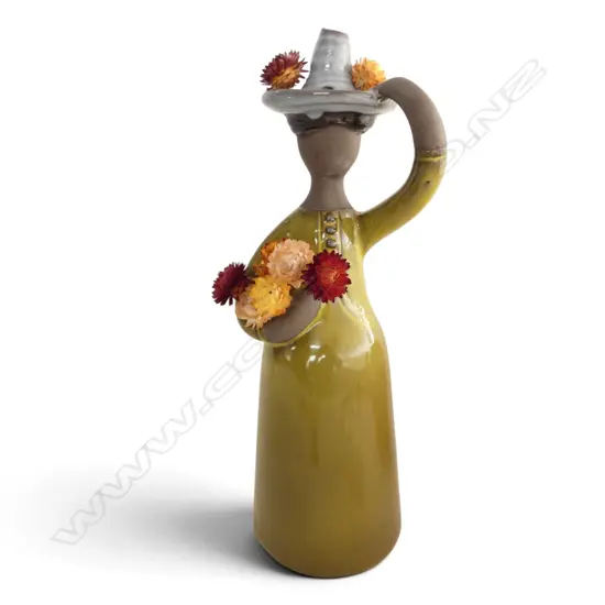 1970S SWEDISH GIRL WITH HAT FIGURINE DESIGNED BY ELSI BOURELIUS FOR JIE GANTOFTA H385MM