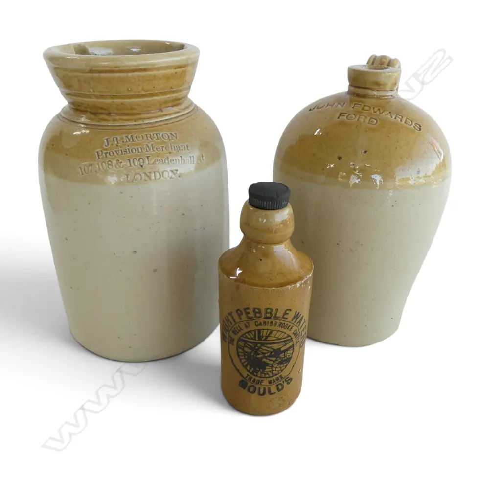 STONEWARE BOTTLE + 2 CROCKS H.260mm Image 1++