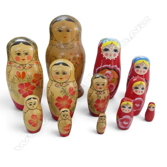 2 BABUSHKA RUSSIAN DOLL SETS  H185MM TALLEST