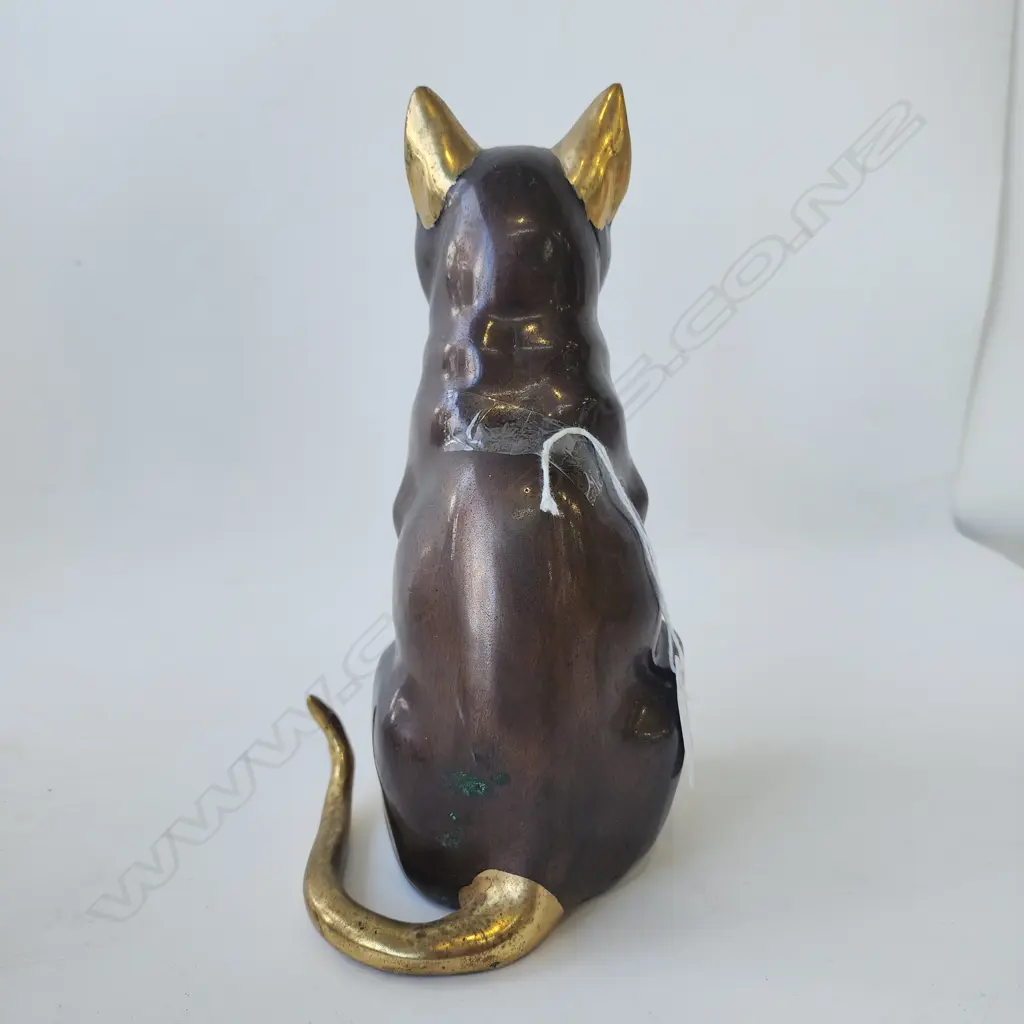 HEAVY METAL BRONZE AND GOLD DETAILS EGYPTIAN CAT FIGURINE 250 H mm Image 1++