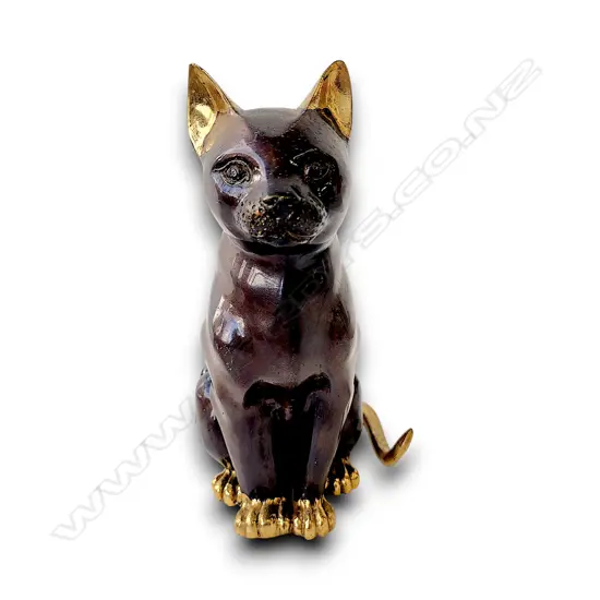 HEAVY METAL BRONZE AND GOLD DETAILS EGYPTIAN CAT FIGURINE 250 H mm