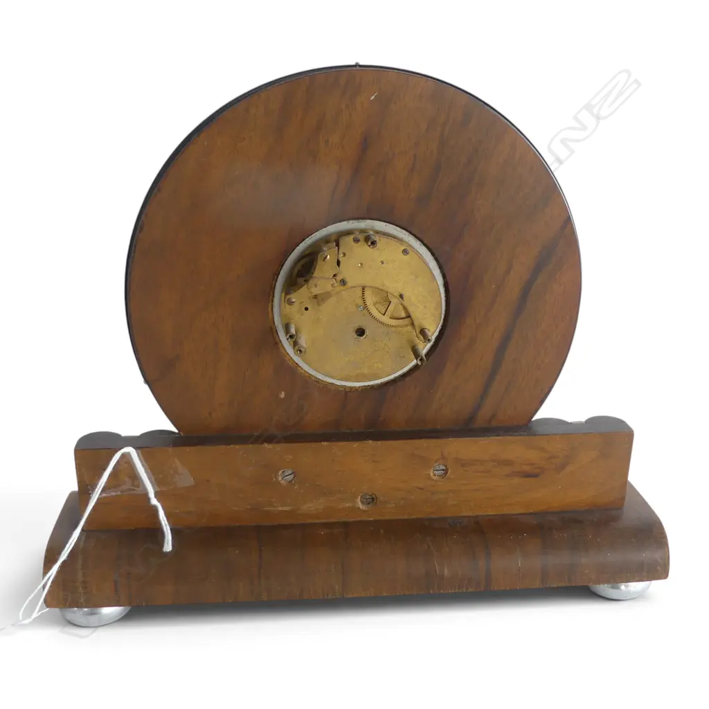 20thC MAUTHE OAK MANTEL CLOCK w. stg silver plaque 'To Boe' dated 1938 H.205mm Image 1++