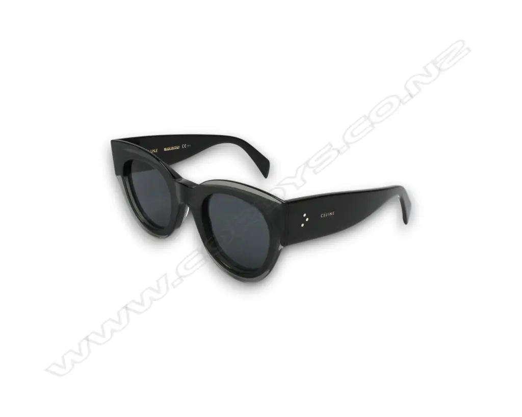 CELINE PETRA CL41447/S SUNGLASSES CHUNKY CAT-EYE ACETATE FRAME IN A TRANSPARENT GREY AND BLACK TONE Image 1++