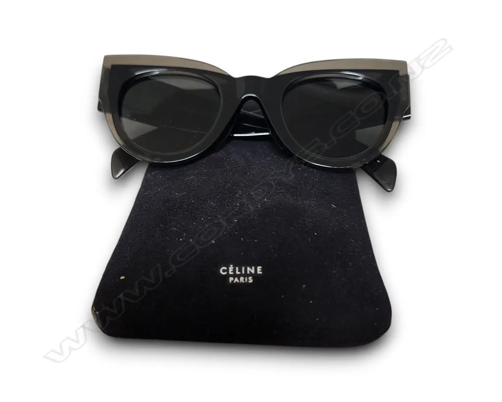 CELINE PETRA CL41447/S SUNGLASSES CHUNKY CAT-EYE ACETATE FRAME IN A TRANSPARENT GREY AND BLACK TONE Image 1++