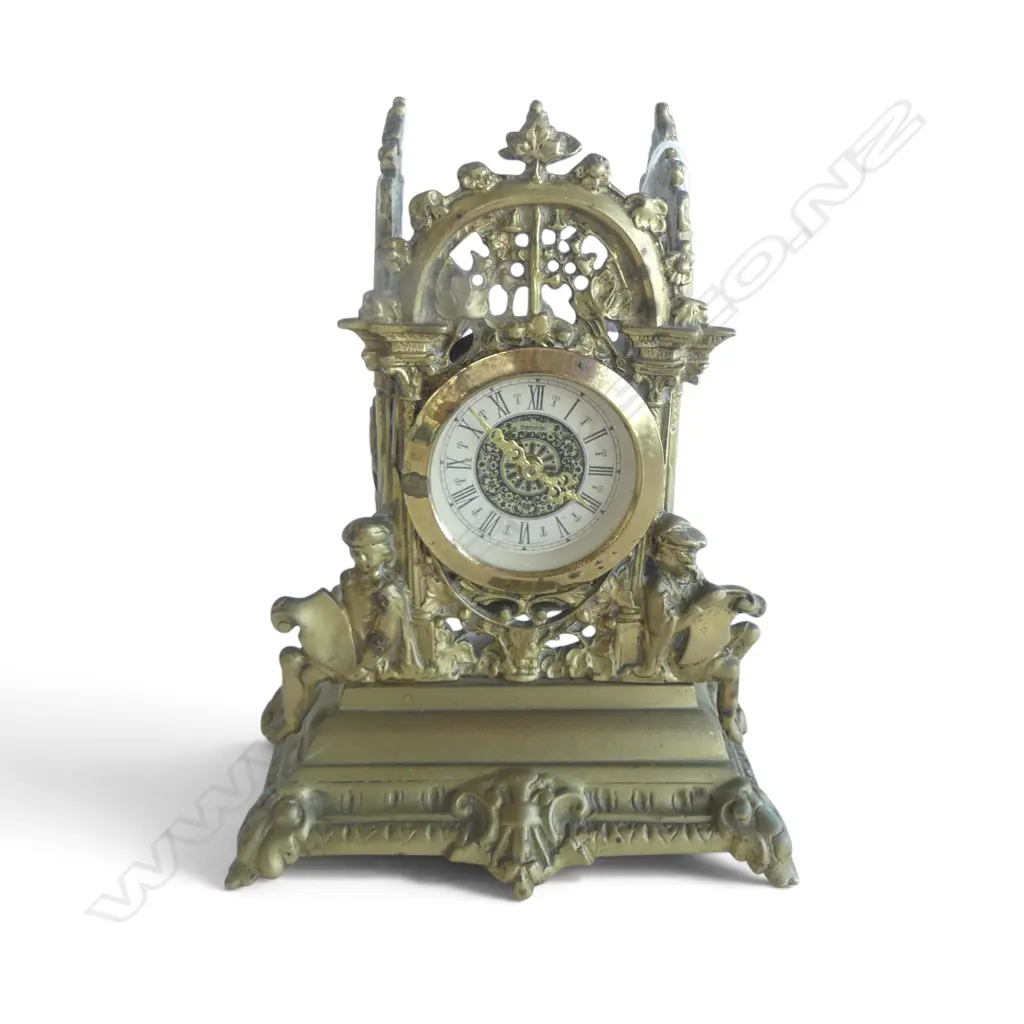 VINTAGE 20thC W. GERMAN BRASS CLOCK H.190mm Image 1++