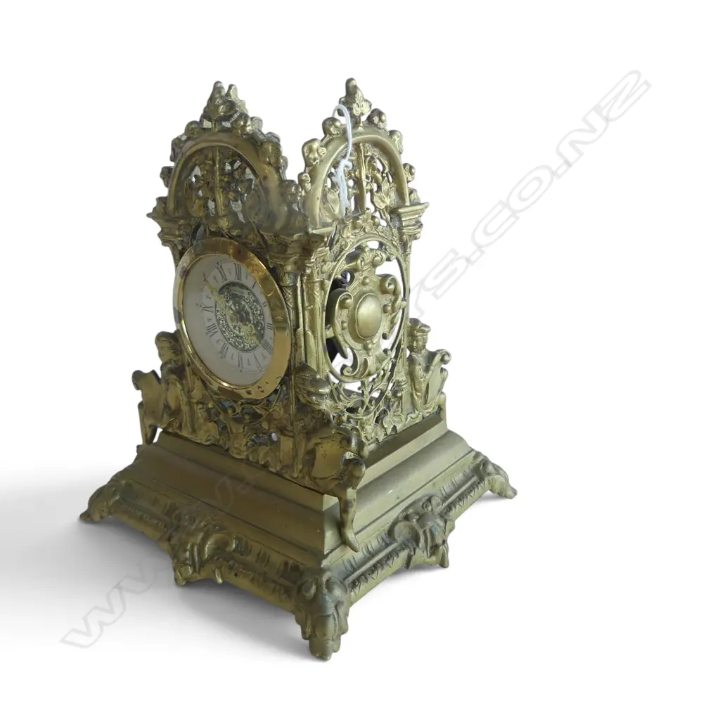 VINTAGE 20thC W. GERMAN BRASS CLOCK H.190mm Image 1++