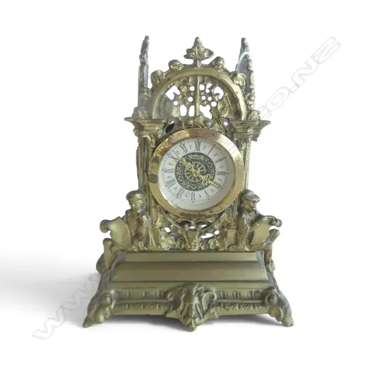 VINTAGE 20thC W. GERMAN BRASS CLOCK H.190mm