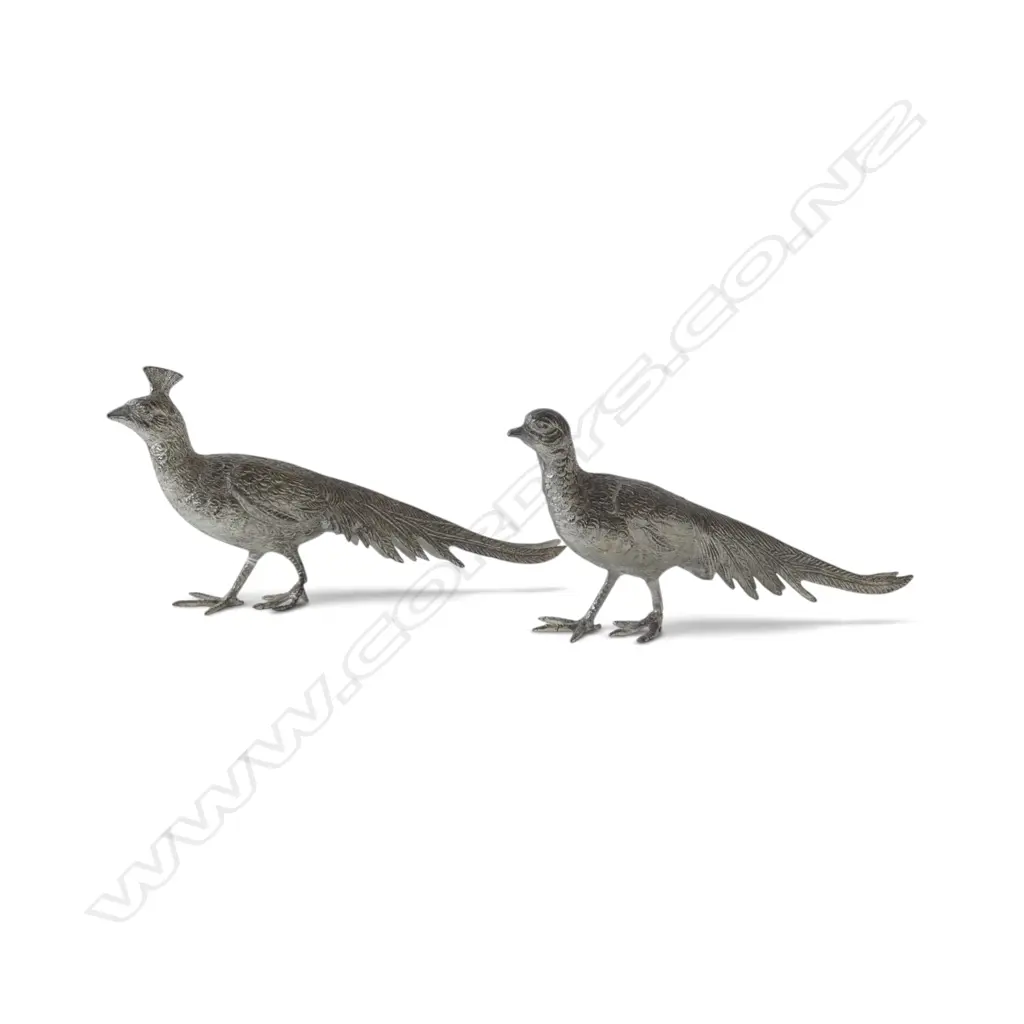 2 CHROME METAL PEACOCKS L.240mm Image 1++