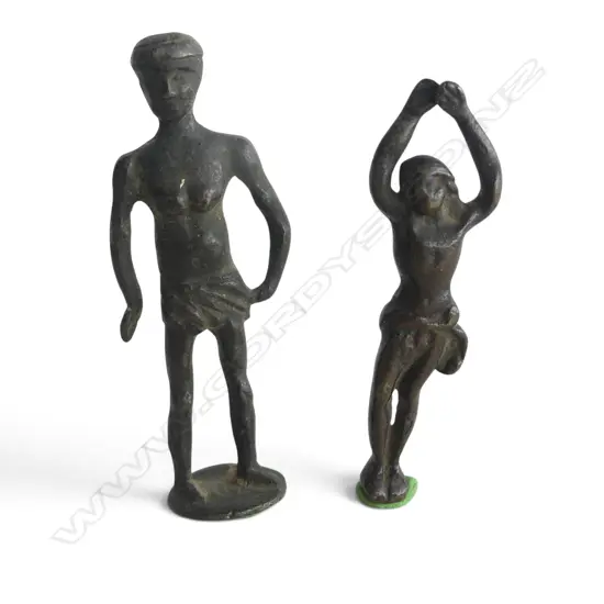 2 ANCIENT? BRONZE FIGURES H.100mm