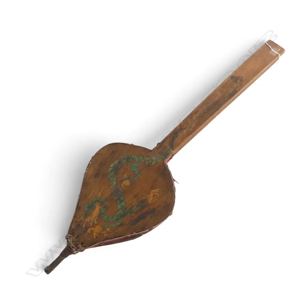VINTAGE WOODEN BELLOWS painted dragon L.830mm Image 1++