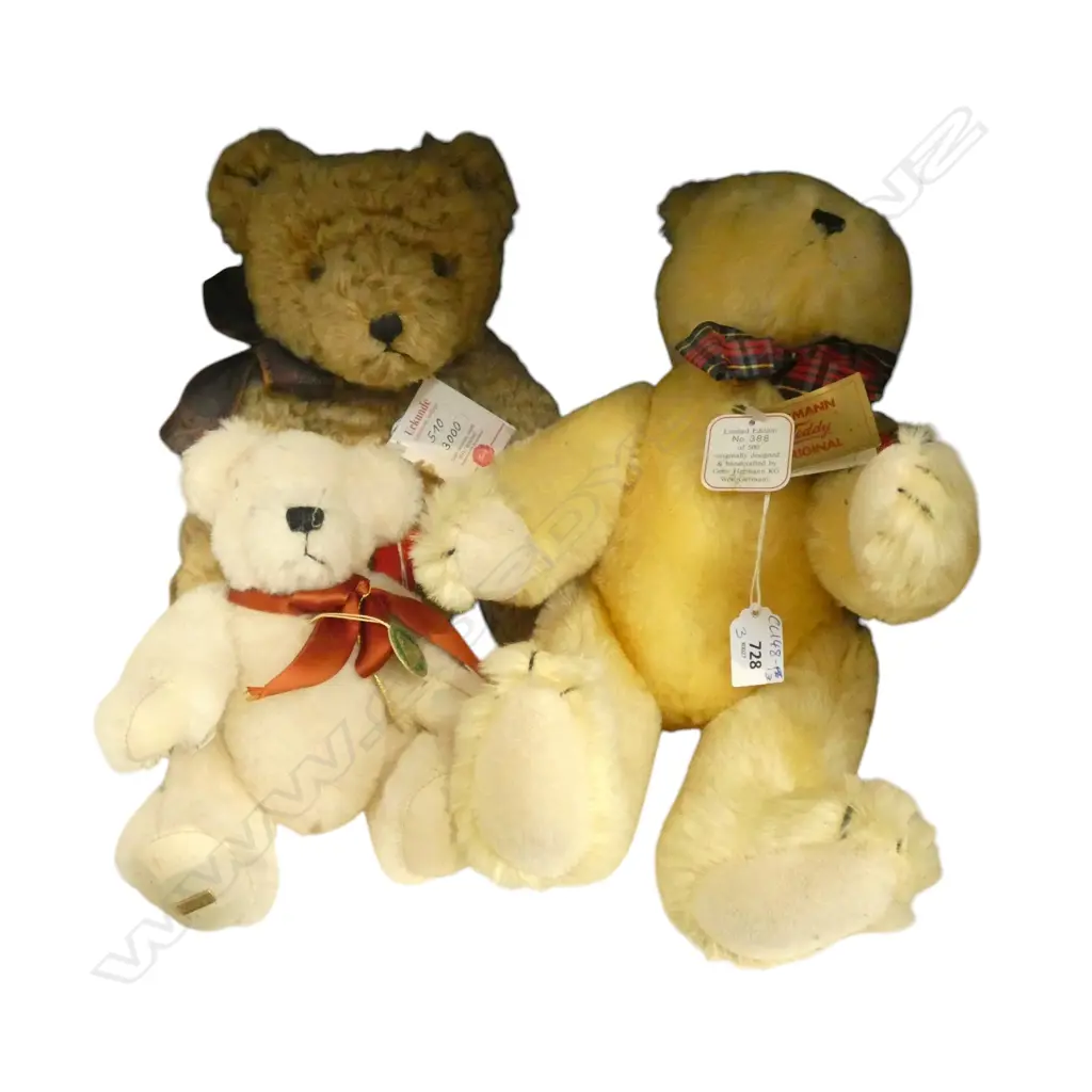 3 VINTAGE HERMANN TEDDY BEARS H.400mm Image 1++