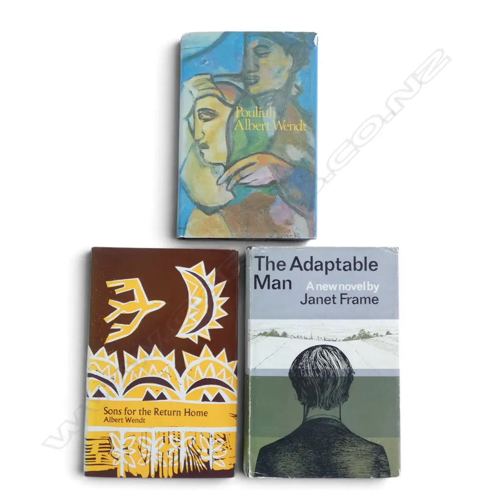 3 N.Z. 1st Ed. FICTION BOOKS; THE ADAPTABLE MAN by JANET FRAME, SONS FOR THE RETURN HOME & POULIULI by ALBERT WEN Image 1++
