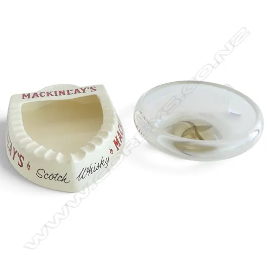 ART GLASS BOWL 190mm dia + MACKINLAYS SCOTCH ASH TRAY