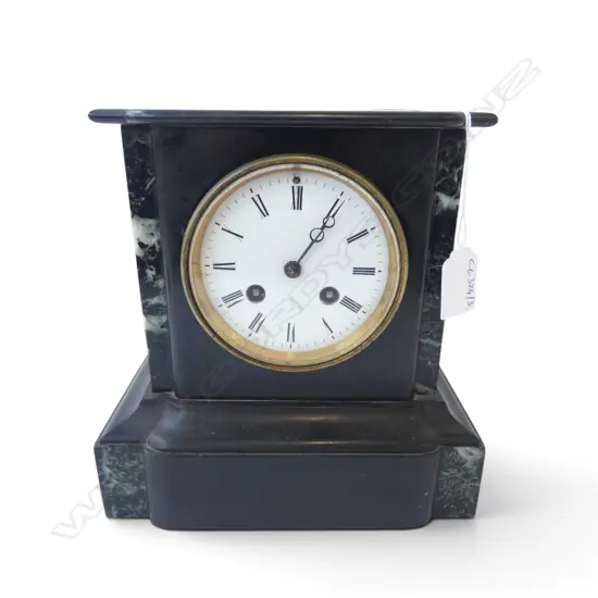 BLACK SLATE MANTEL CLOCK H.220mm