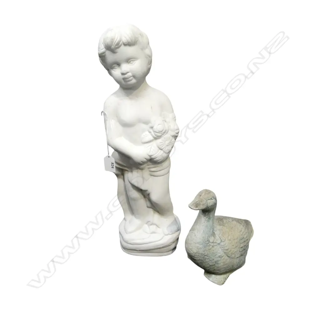 CONCRETE CHILD H.470mm (NECK REPAIRED) & DUCK Image 1++