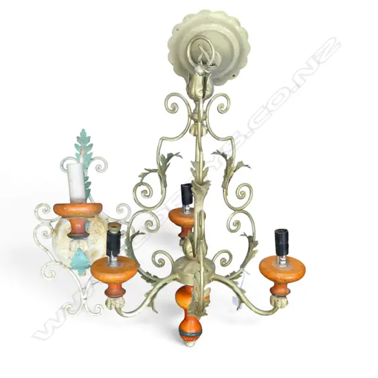 2 LIGHT FITTINGS; 3 LIGHT PENDANT L.650mm, SCONCE