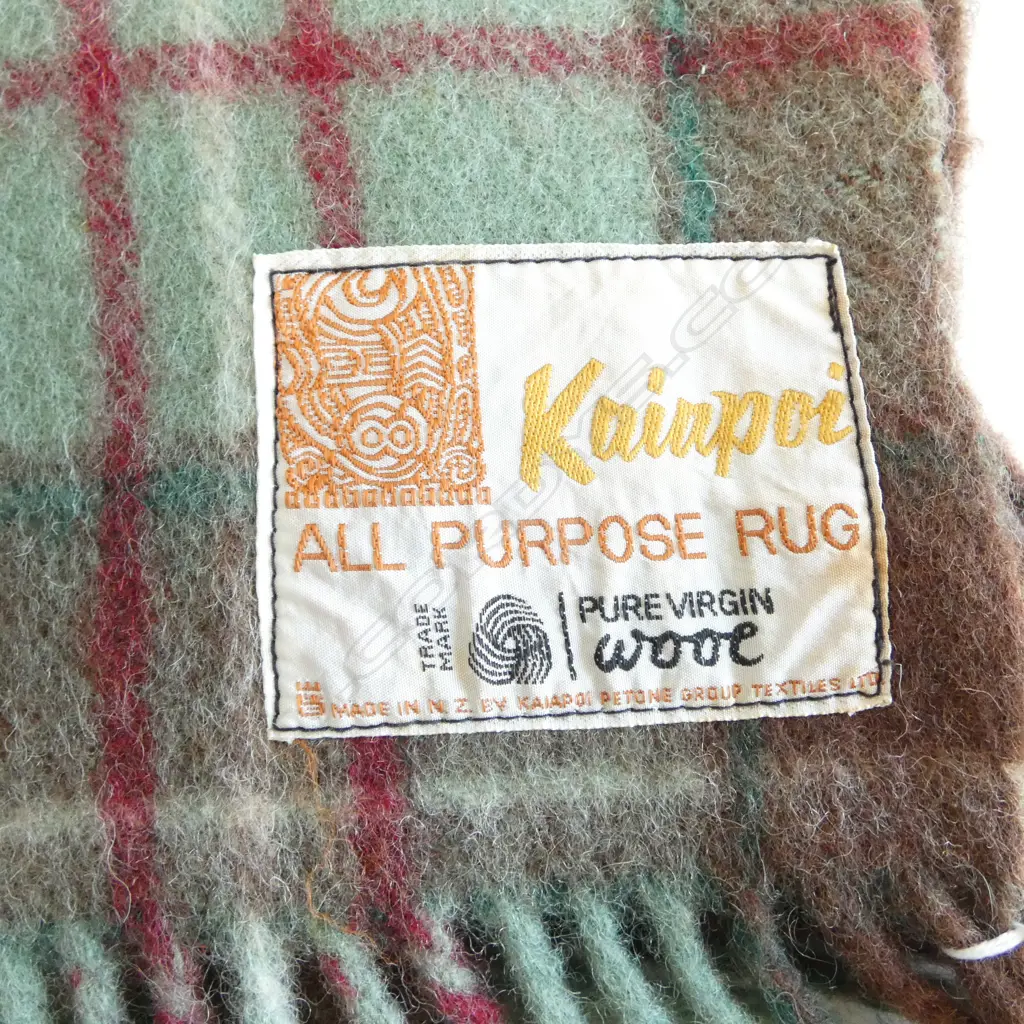 KAIAPOI LABLED ALL WOOL TARTAN CAR RUG GREEN COLOURWAY L1720 W1450MM Image 1++