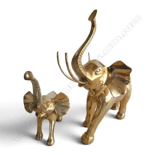 2 BRASS ELEPHANT ORNAMENTS H.360 / 260mm