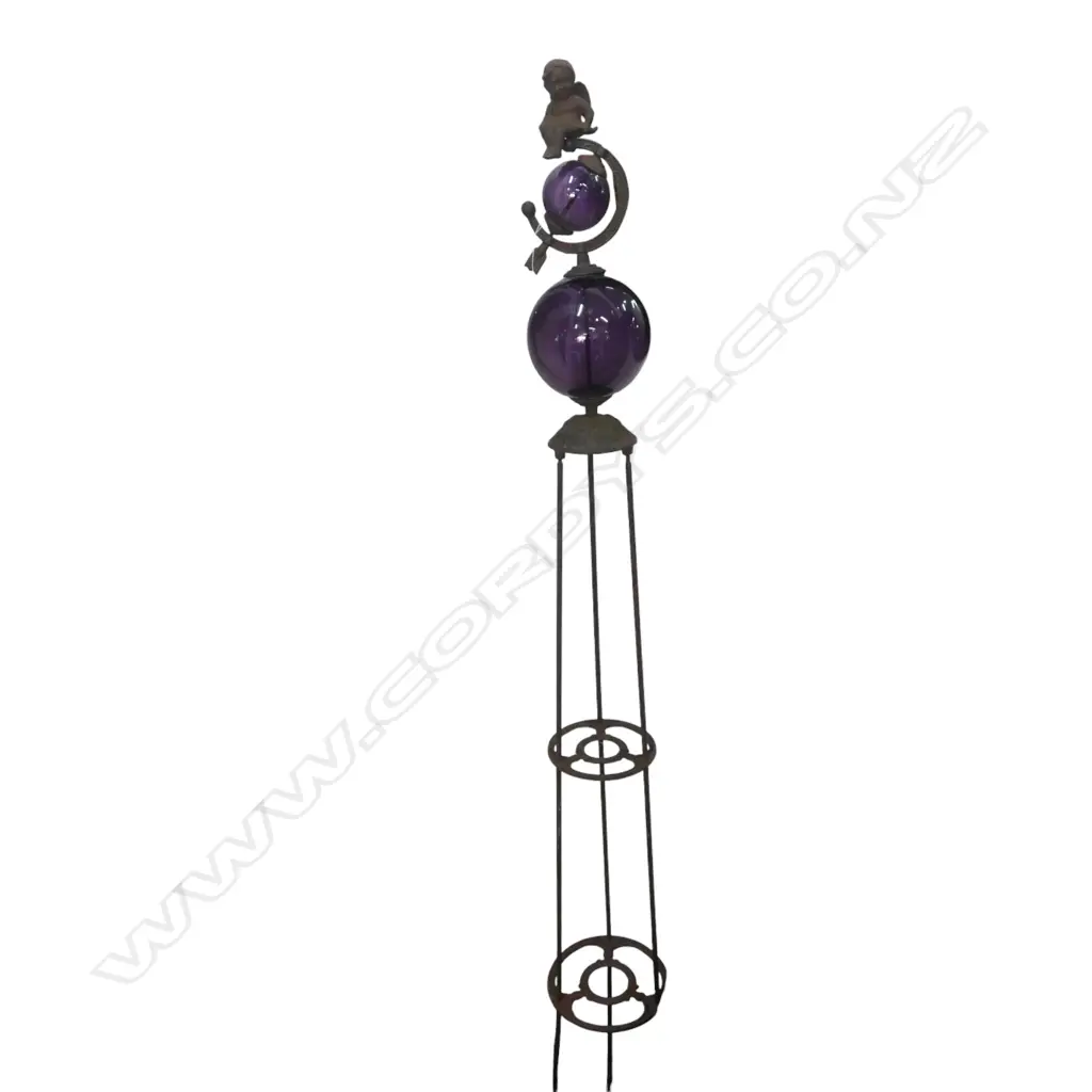 CAST IRON STAND w. PURPLE GLASS FINIAL H.1725mm Image 1++