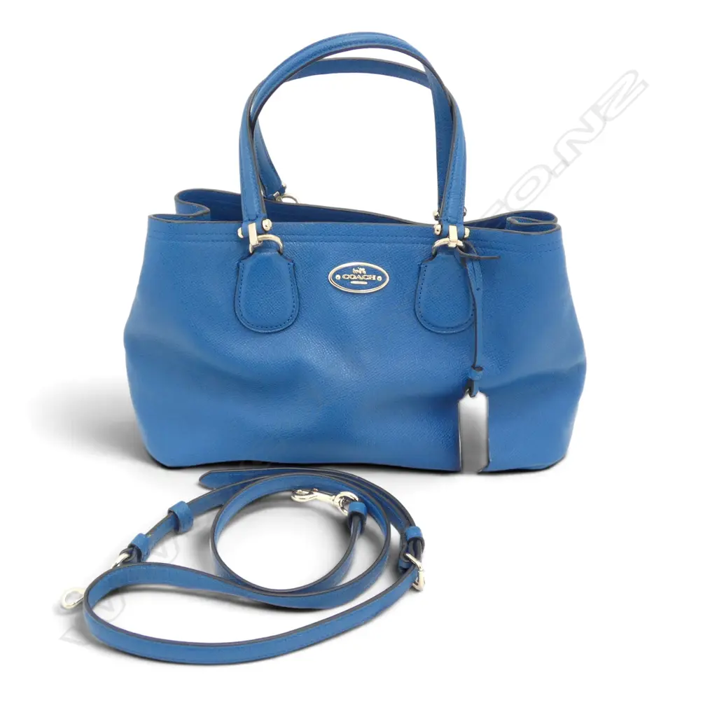 COACH BLUE HANDBAG, shoulder strap, dust bag, unused, 290x180x140mm Image 1++