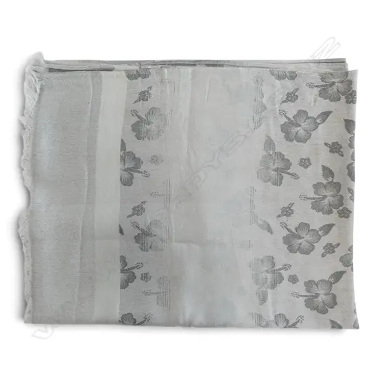 100% cashmere scarf - grey tones hibiscus pattern. Labelled