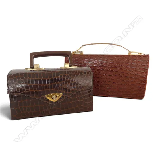 2 CROCODILE SKIN TYPE VINTAGE HANDBAGS 