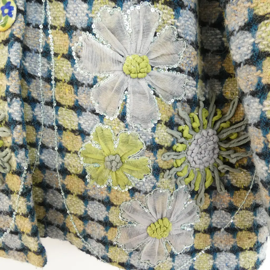 VINTAGE WOOL COLLARLESS FLORAL JACKET Image 1++