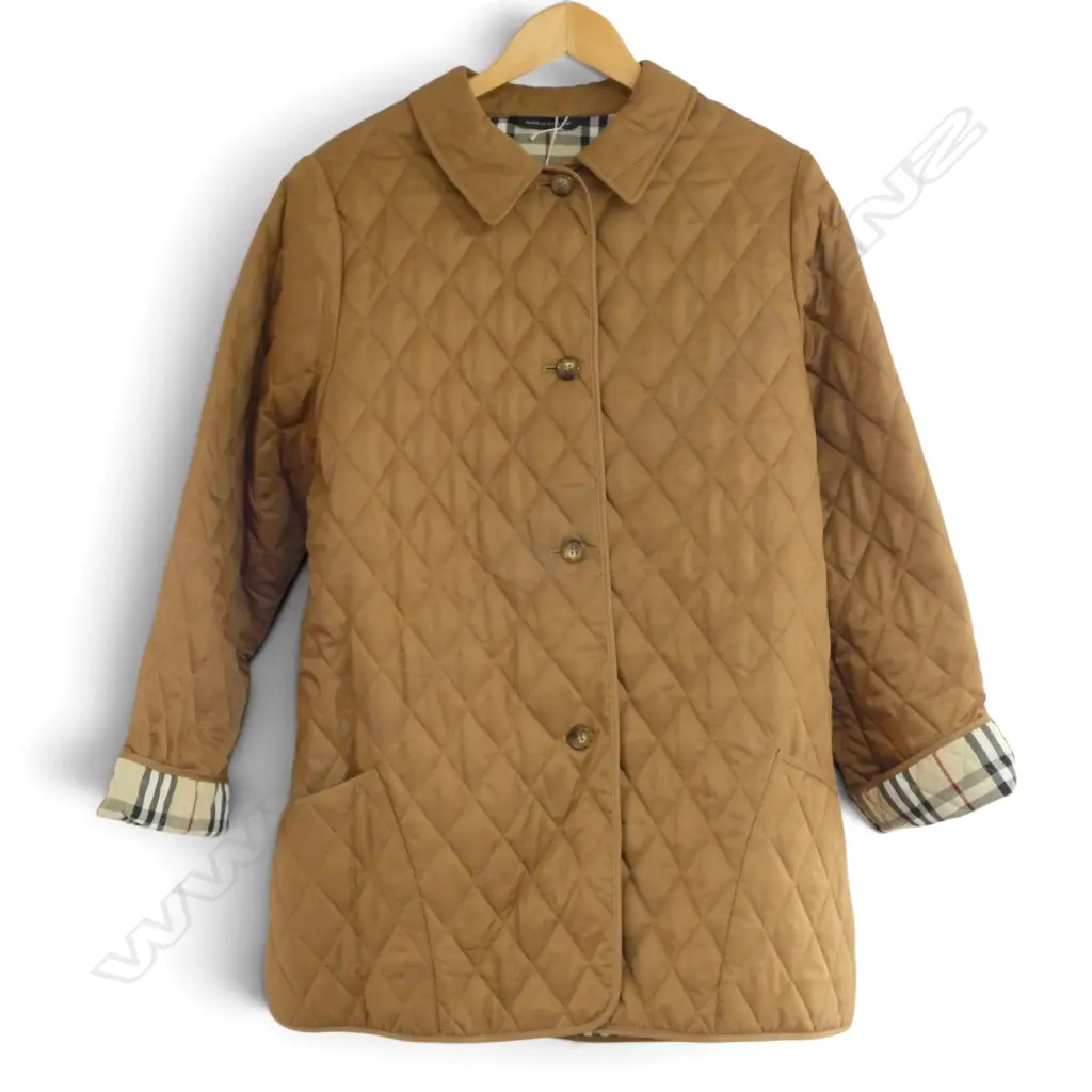 BURBERRY WOMEN'S BROWN 3/4 QUILTED JACKET, SZM, SUMMER WEIGHT Image 1++