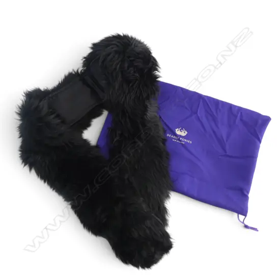 DEADLY PONIES LABEL SHEEPSKIN STOLE, SILK LINED w dustbag