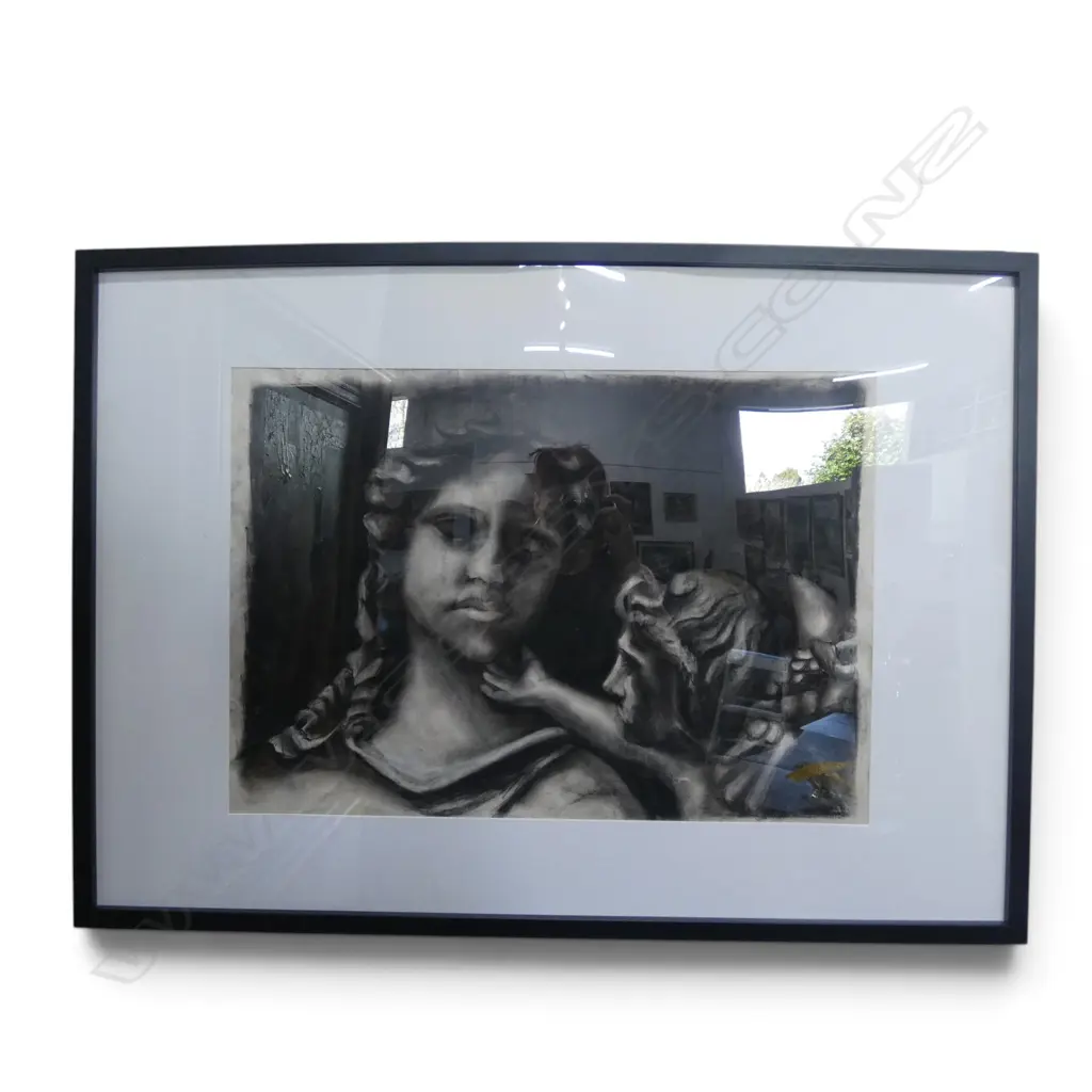 ARTIST UNKNOWN, UNTITLED CHARCOAL DRAWING, 400x580mm Image 1++