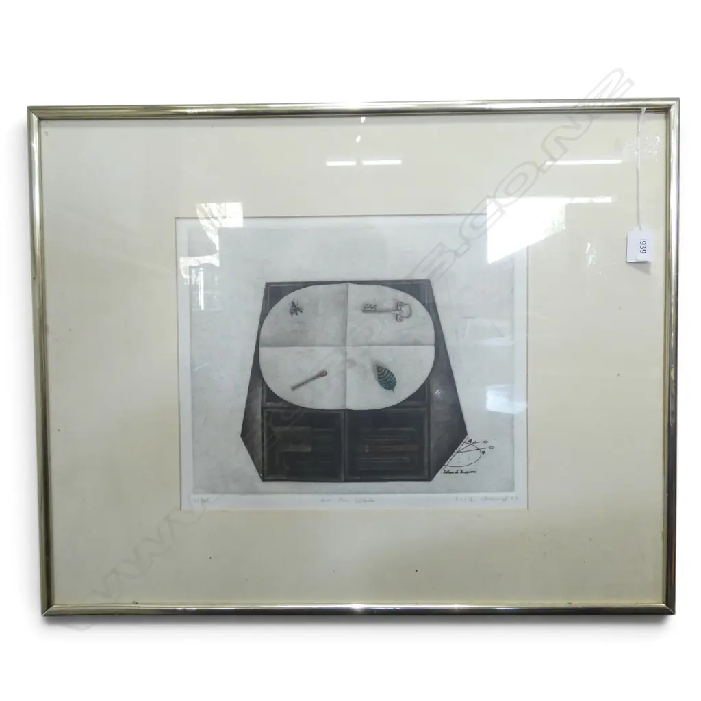 KYU-BAIK HWANG (b.1932) 'ON THE TABLE' ETCHING 21/75, SIGNED & DATED '77 300x355mm Image 1++