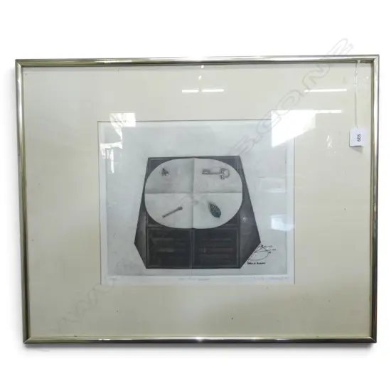 KYU-BAIK HWANG (b.1932) 'ON THE TABLE' ETCHING 21/75, SIGNED & DATED '77 300x355mm
