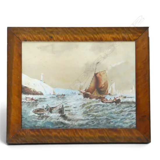 ARTIST UNKNOWN, BOATS AT SEA, WC 425x555mm FOXING