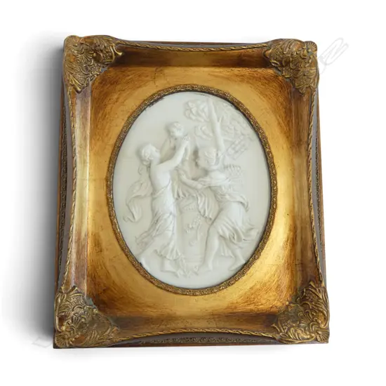 GILT FRAMED WHITE 3 DIMENTION PLAQUE H370 W300MM