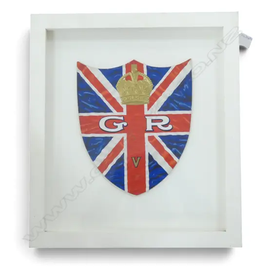 FRAMED GEORGE V PLAQUE 270x230mm (460x410mm overall)