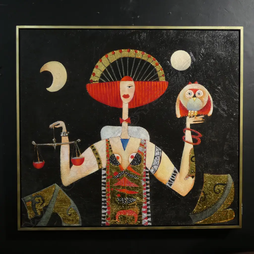 Franco Anselmi, Egyptian Princess, oil fresco, 800 x 900mm Image 1++