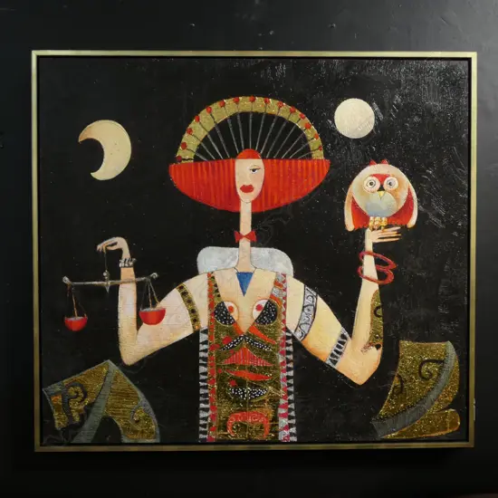 Franco Anselmi, Egyptian Princess, oil fresco, 800 x 900mm