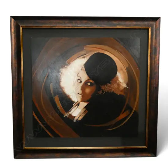 LUKE HOLLIS, PORTRAIT OF A LADY, OIL ON BOARD, 670x710mm