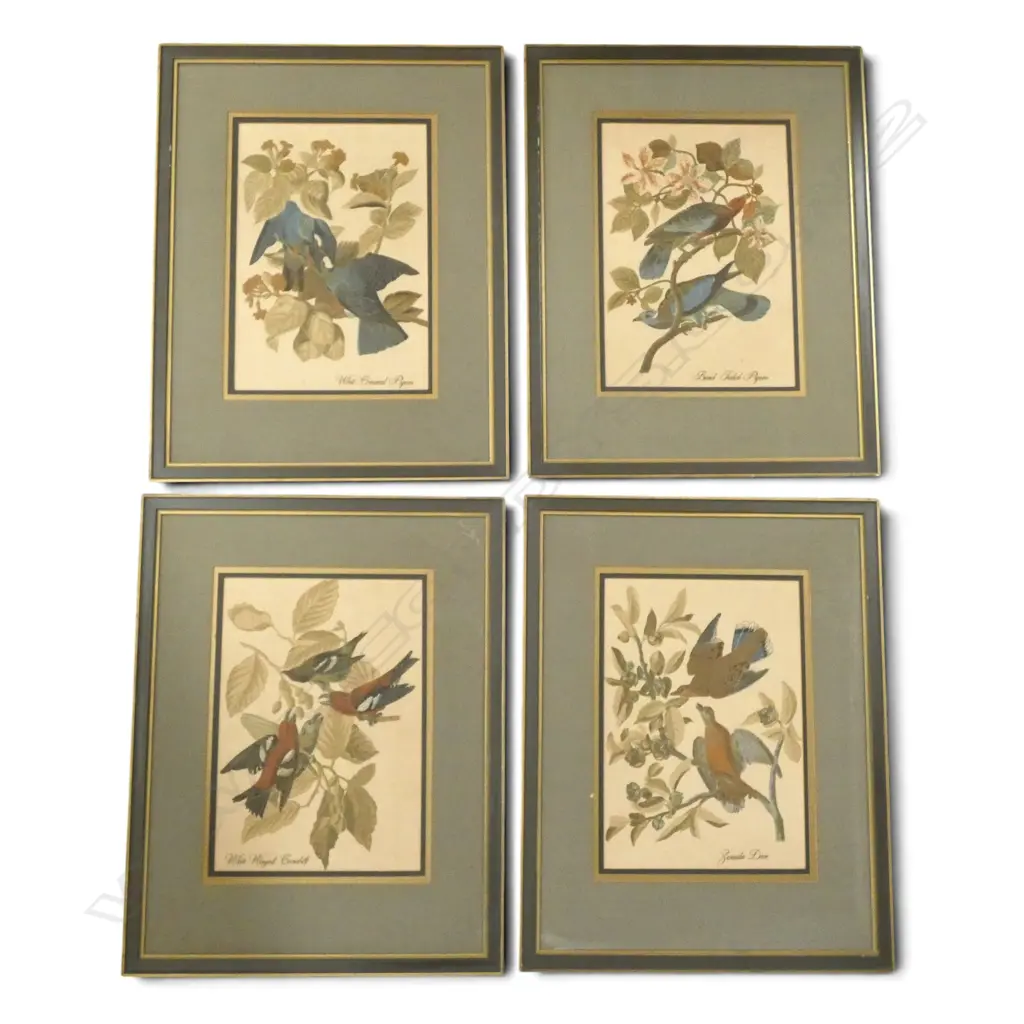 4 BIRD PRINTS ON FABRIC 290x200mm Image 1++