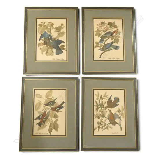 4 BIRD PRINTS ON FABRIC 290x200mm
