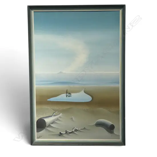 STAURT V. SLADE, UNTITLED, LOOKING OUT TO WHITE ISLAND, OIL ON CANVAS BOARD, 900x590mm