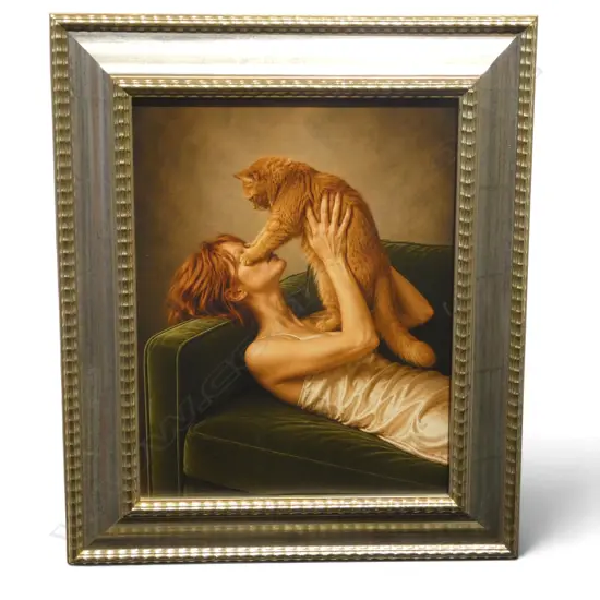 AI DIGITAL PRINT; WOMAN w. CAT 340x265mm